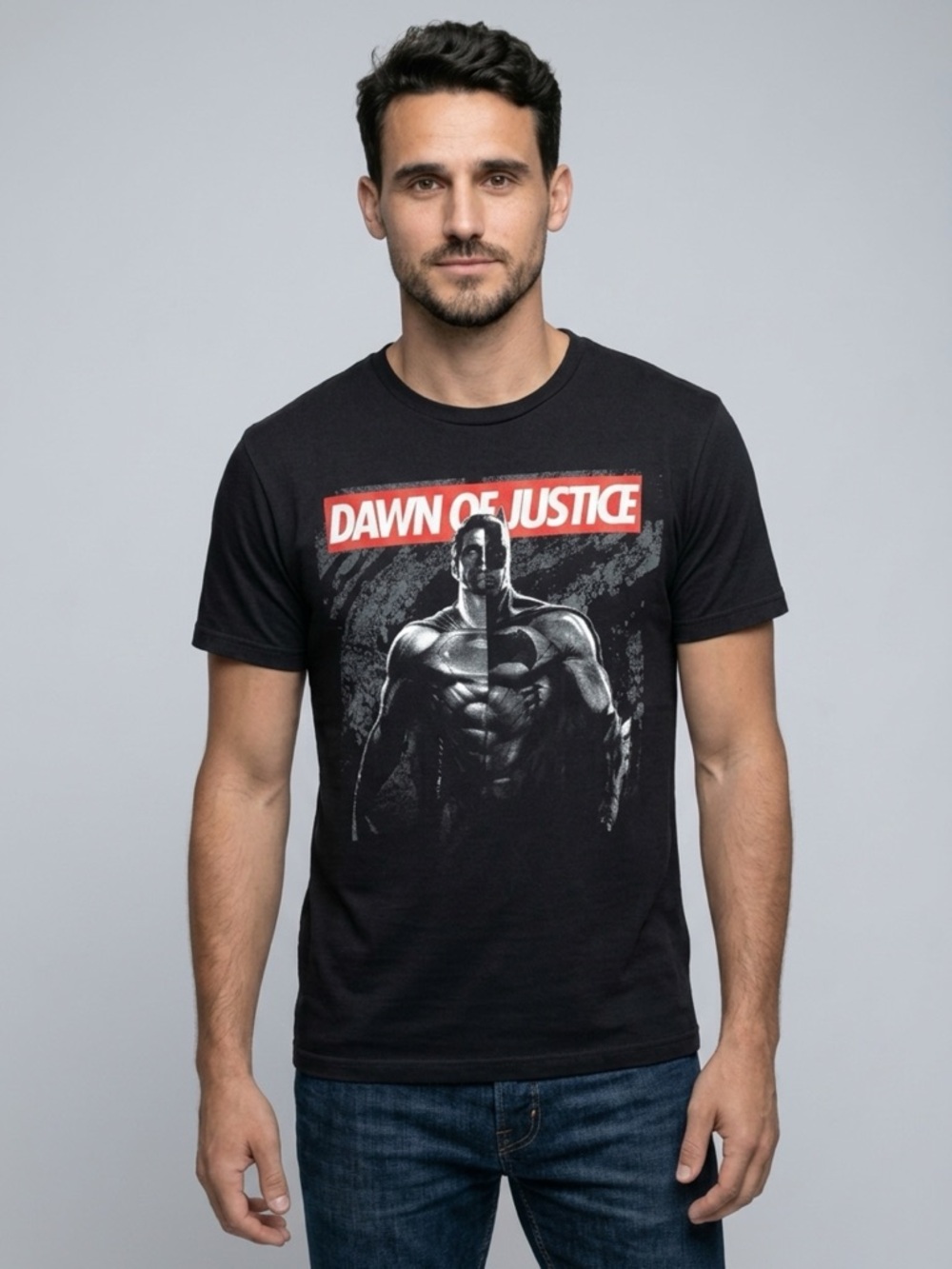Batman Black 'Dawn of Justice' Graphic Short Sleeve Tee with Red Accent